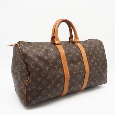 LOUIS VUITTON ルイ・ヴィトン モノグラム キャンバス キーポル 45 M41428 ボストンバッグ ブラウン コーティングキャンバス レザー レディース
