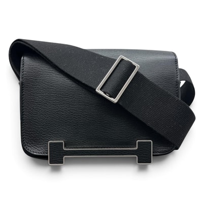 HERMES 極美品 エルメス ゲタ ショルダーバッグ K刻印 2025年製造 シェーブル レザー ブラック シルバー金具 メッセンジャーバッグ ポシェット Aランク 中古 鑑定済 エルメスバッグ