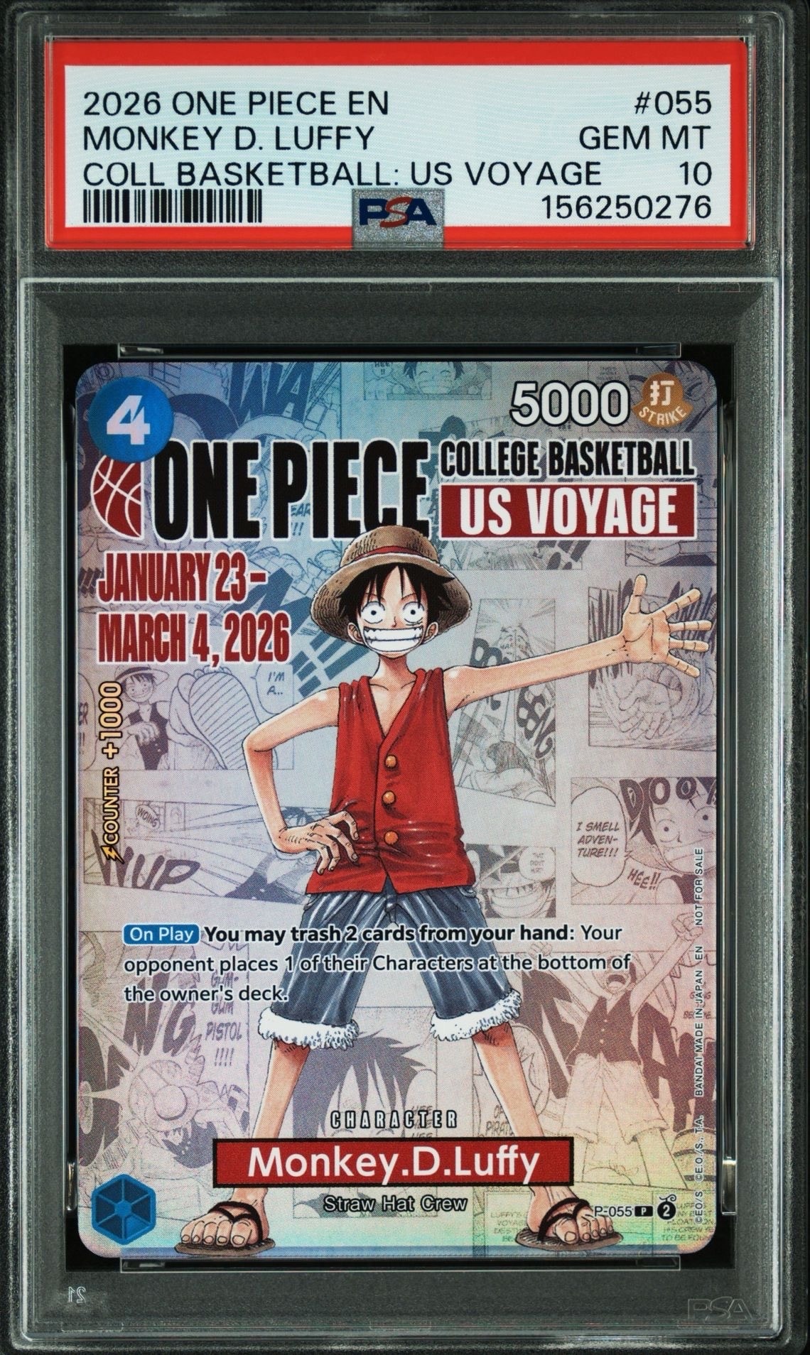 バスケ　ルフィ ONE PIECE モンキー D ルフィ　055 PSA10 モンキー・D・ルフィ：P (開封済) [P-055]【英語版】(プロモーション