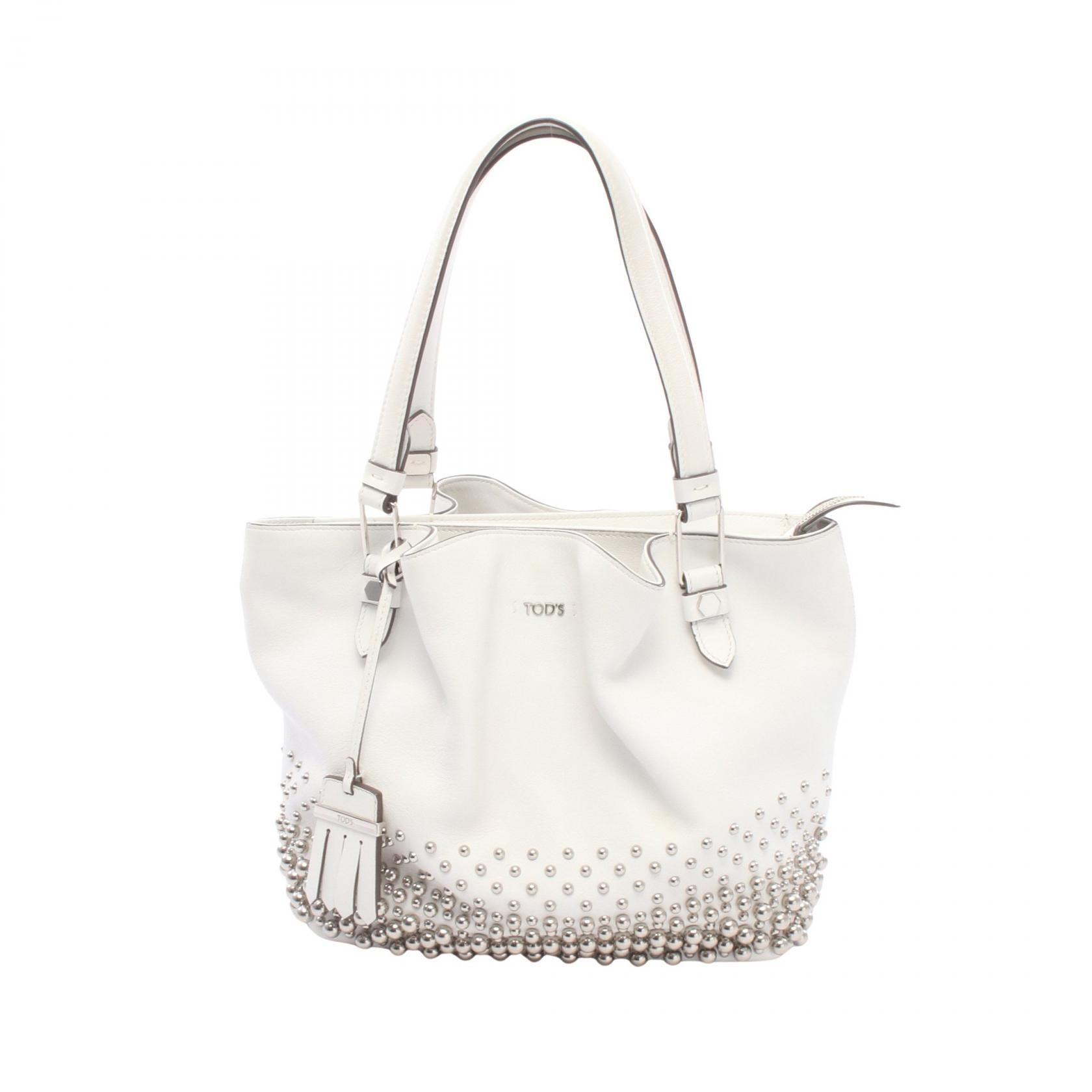 トッズ TOD'S フラワーバッグ スタッズ ショルダーバッグ バッグ レザー レディース ホワイト系 【中古】