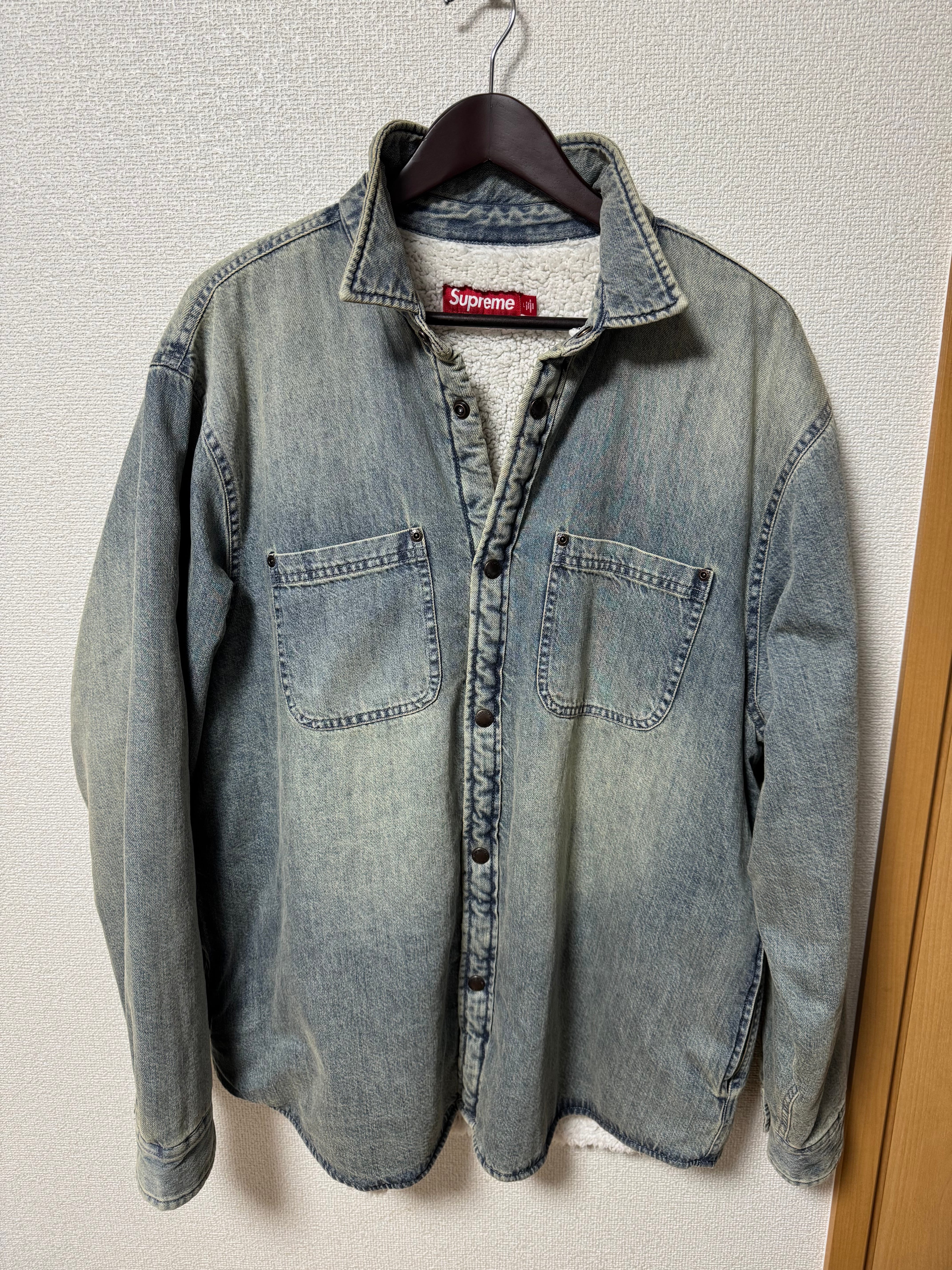 Supreme Faux Shearling Lined Work Shirt "Washed Indigo Denim" (24FW)