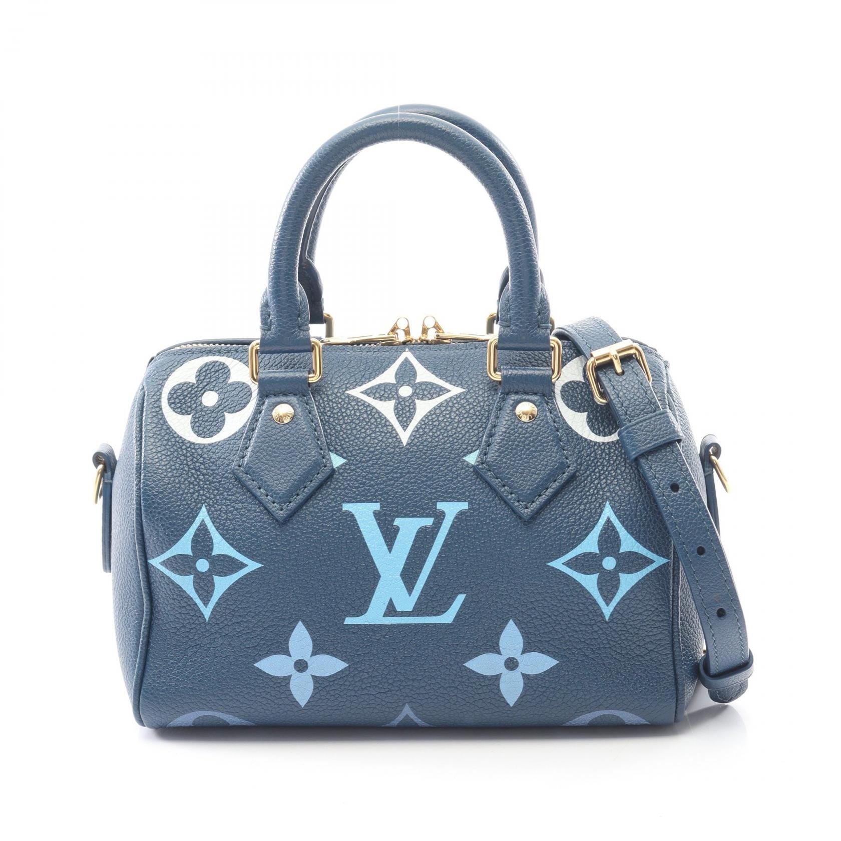 ルイ・ヴィトン LOUIS VUITTON スピーディバンドリエール20 バイザプール ハンドバッグ バッグ レザー モノグラム・アンプラント レディース ブルー系 M46517 【中古】