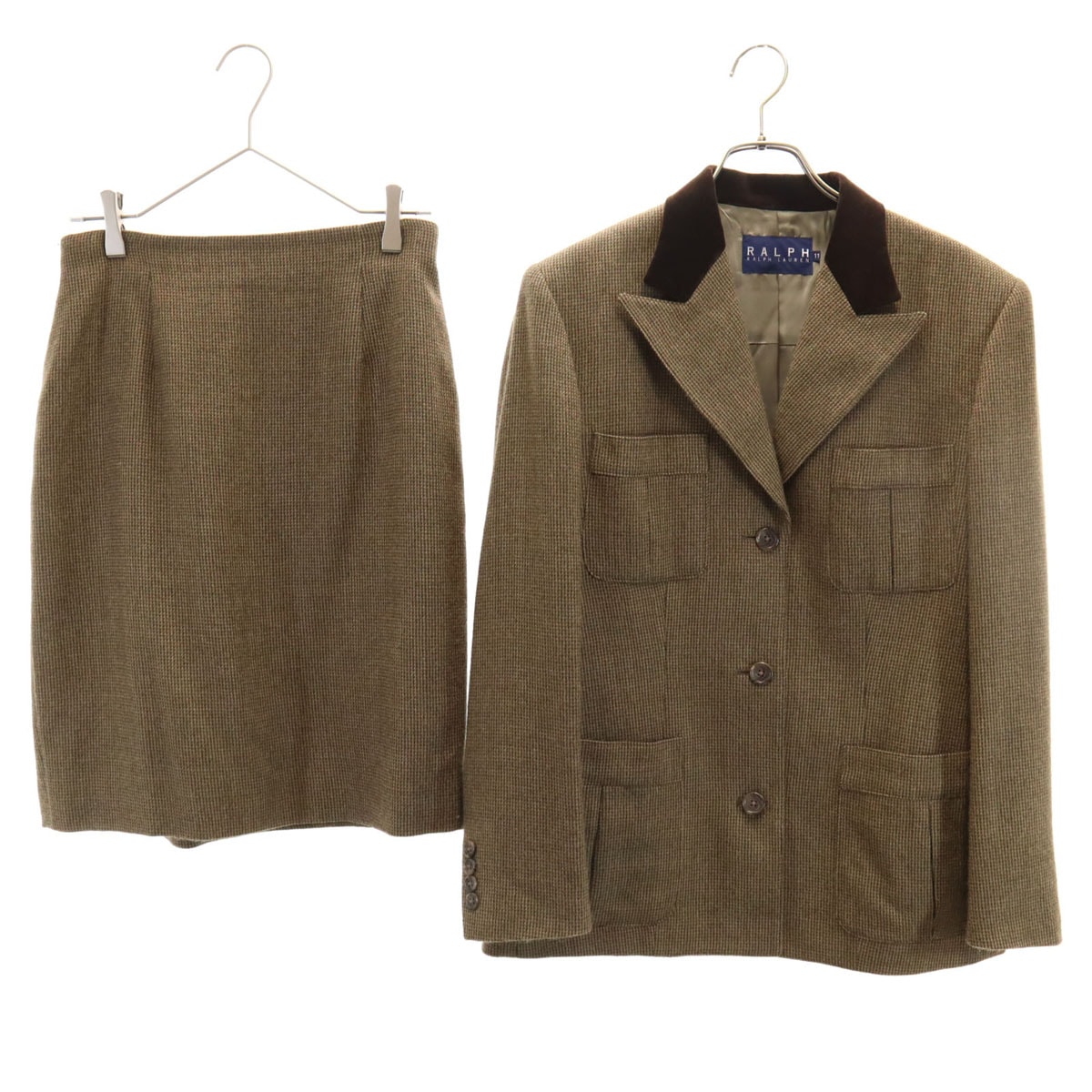 RALPH RALPH LAUREN ラルフラルフローレン 90s オールド ツイード スカートスーツ 上下セットアップ 11 ブラウン
