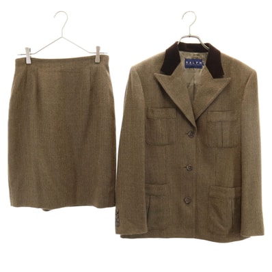 RALPH RALPH LAUREN ラルフラルフローレン 90s オールド ツイード スカートスーツ 上下セットアップ 11 ブラウン