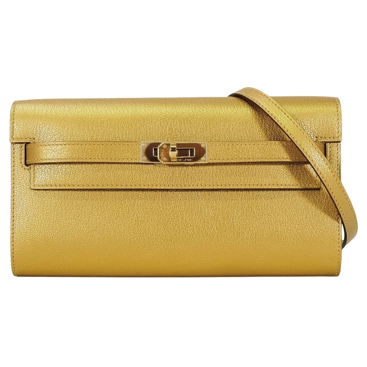 HERMES エルメス 長財布 ケリーウォレット ロング トゥーゴー ドレ (新) メタリゼ メタリックゴールド シェーヴルシャムキラ ゴールド金具 G刻印 新品