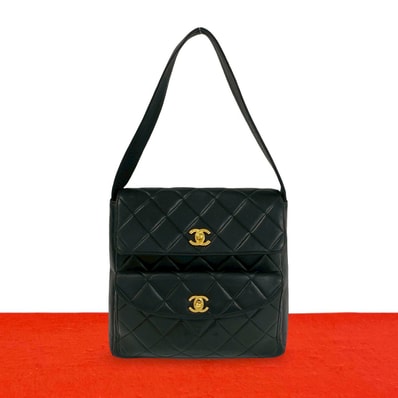 CHANEL シャネル マトラッセ ココマーク ラムスキン ショルダーバッグ ブラック
90790