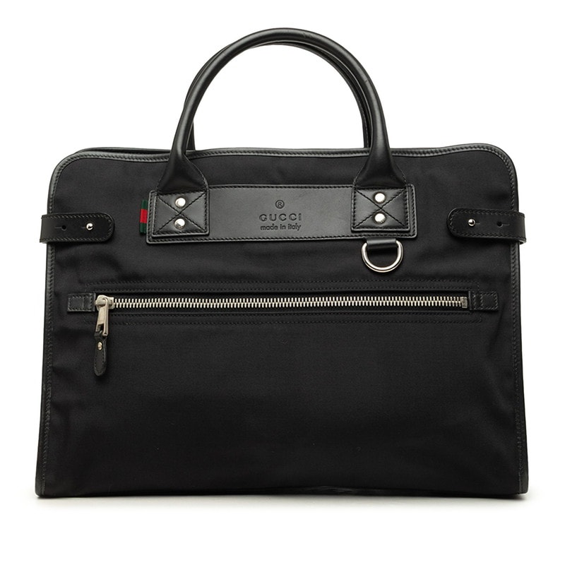 グッチ シェリーライン ビジネスバッグ ブリーフケース 246410 ブラック ナイロン レザー メンズ GUCCI 中古