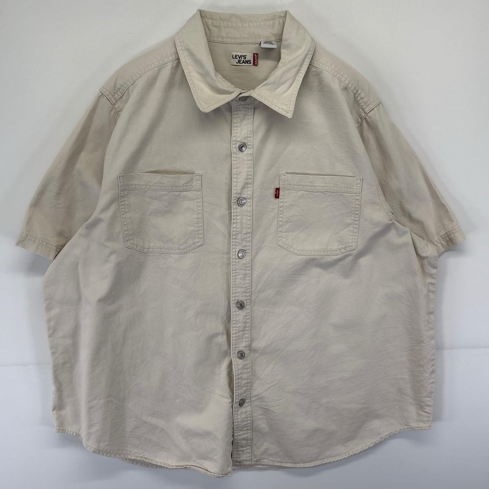 古着 リーバイス Levi's 半袖シャツ ボタンフライ 大きいサイズ ワンポイントロゴ 胸ポケット 14041 ホワイト系 メンズ