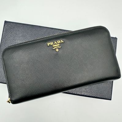 PRADA Large Saffiano Leather Wallet "Black"