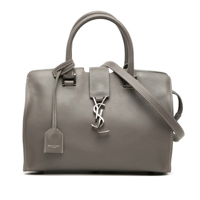サンローラン YSLロゴ ベイビーカバス ハンドバッグ ショルダーバッグ 2WAY 424868 グレー レザー レディース SAINT LAURENT 【中古】