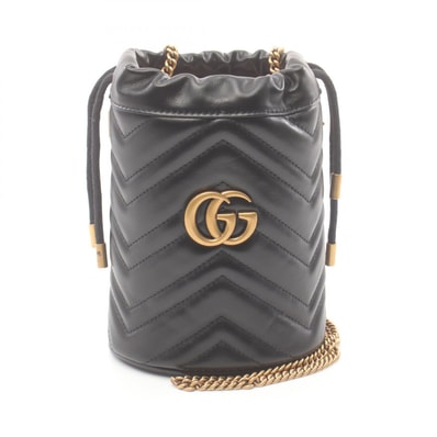 グッチ GUCCI GGマーモント ミニ バケット バッグ ショルダーバッグ バッグ レザー レディース ブラック系 575163DTDRT1000 【新品】