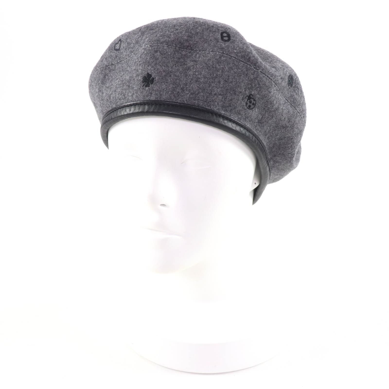 極美品 エルメス ベレー帽 グレー レディース 58