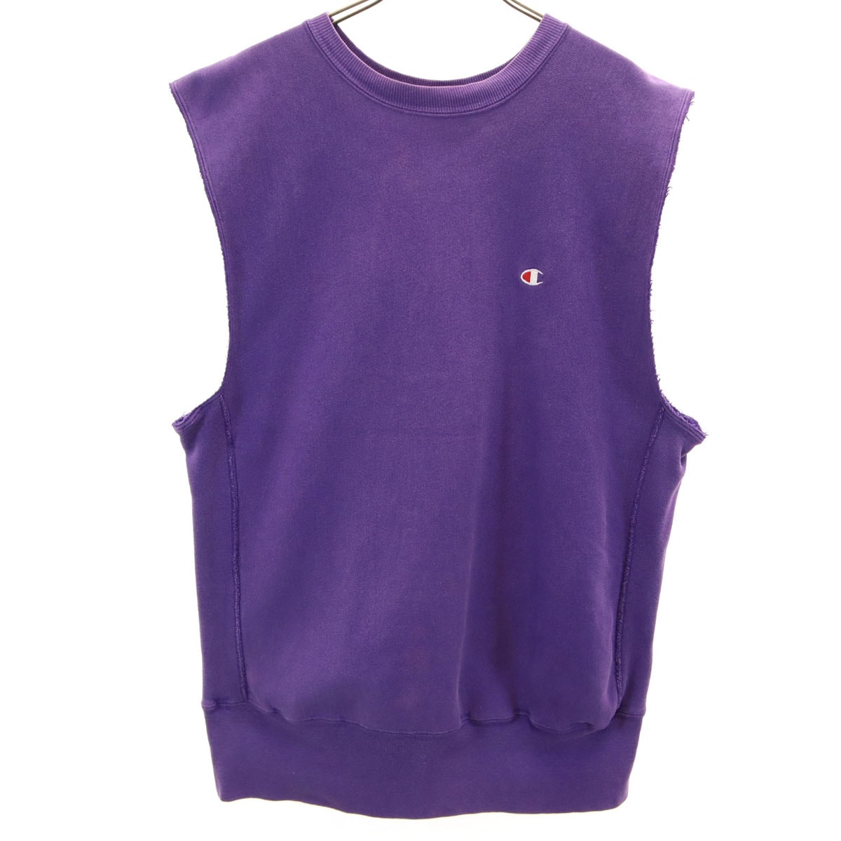Champion チャンピオン 90s USA製 刺繍タグ オールド カットオフ ノースリーブ リバースウィーブ スウェット XL パープル