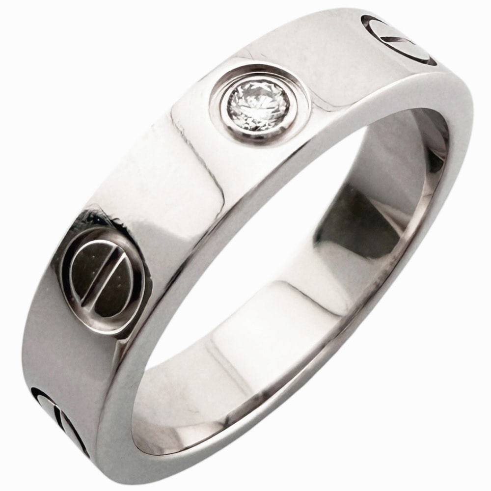 カルティエ ミニラヴ1Pダイヤモンド リング 指輪 7号 18金 K18ホワイトゴールド ダイヤモンド レディース CARTIER  中古