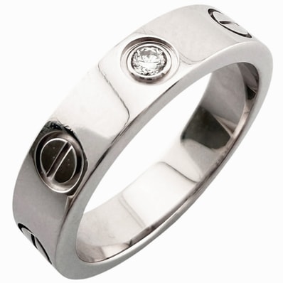 カルティエ ミニラヴ1Pダイヤモンド リング 指輪 7号 18金 K18ホワイトゴールド ダイヤモンド レディース CARTIER 中古