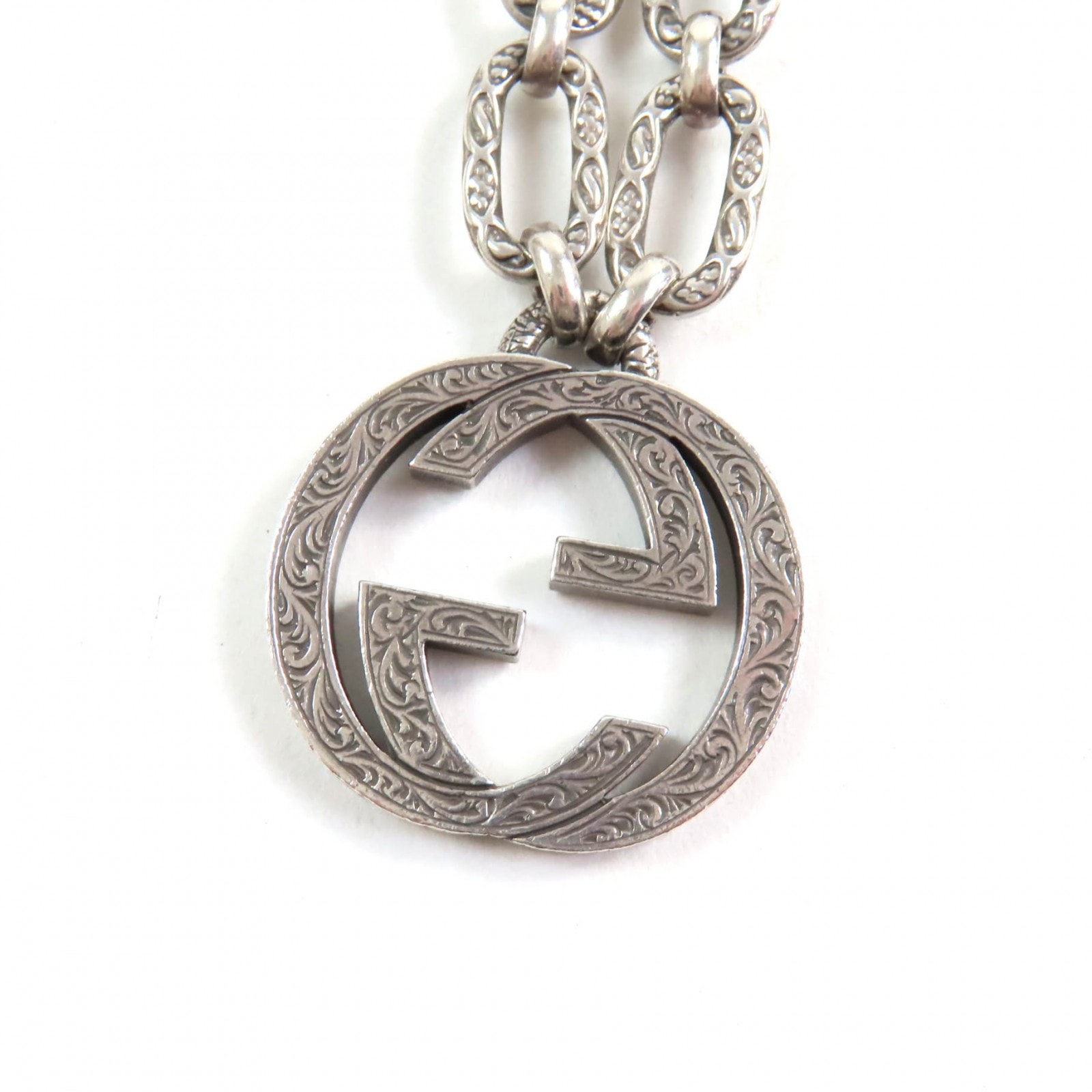 GUCCI Interlocking G Large Chain Pendant "Silver"