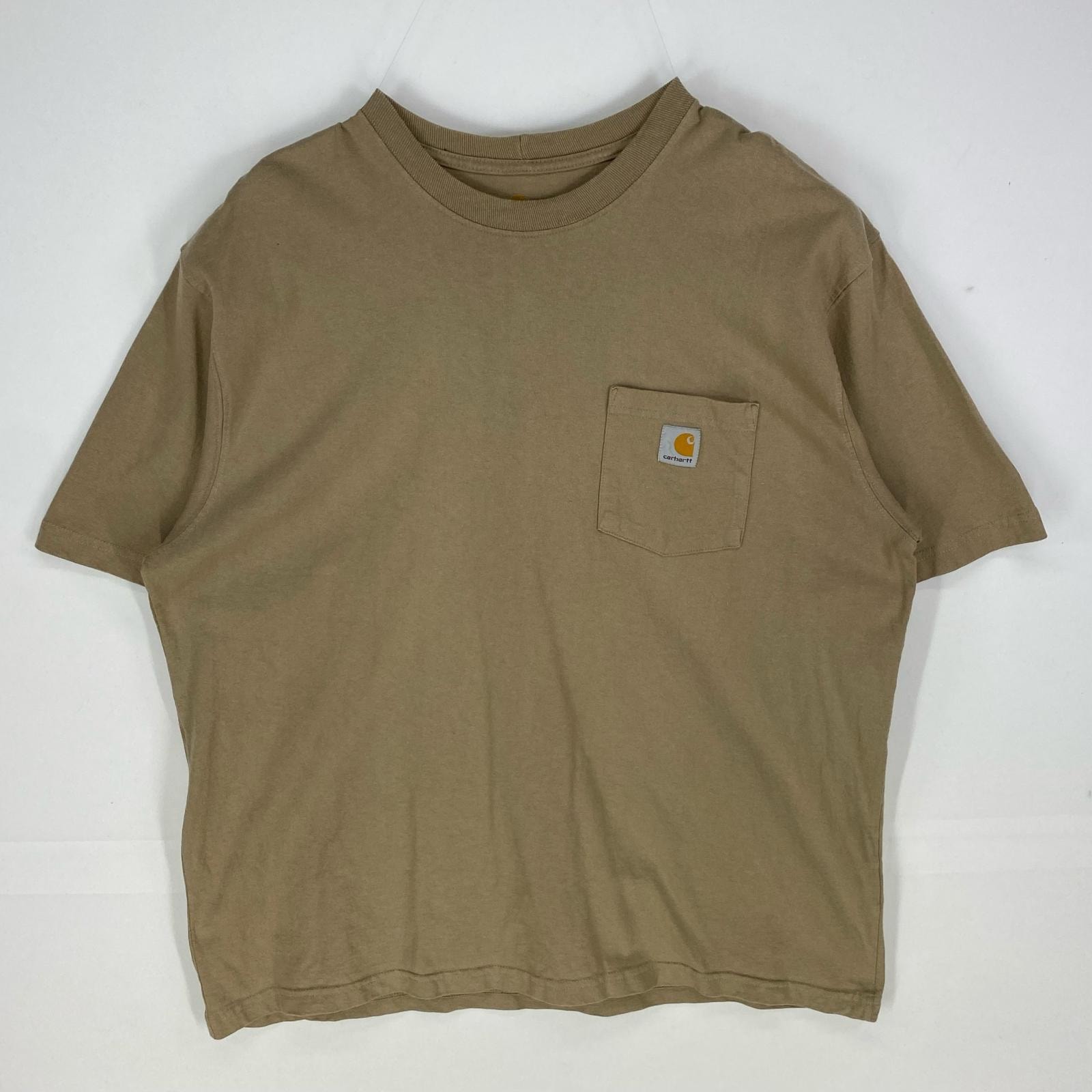 古着 カーハート Carhartt 半袖Tシャツ 胸ポケット ワンポイントロゴ オリジナルフィット クルーネック XL ブラウン系 メンズ
