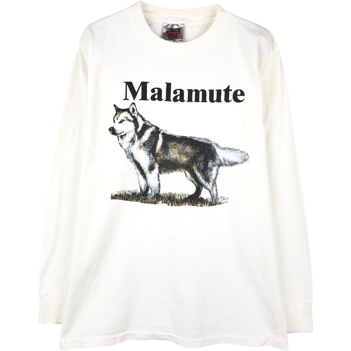 古着 90年代 オニータ ONEITA POWER-T アニマル柄 ロングTシャツ ロンT USA製 メンズM相当 ヴィンテージ/eaa671427