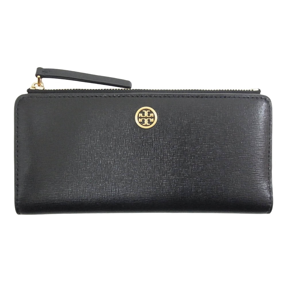 Tory Burch トリーバーチ 二つ折り財布 ロビンソン レザー 長財布 ブラック系【中古】