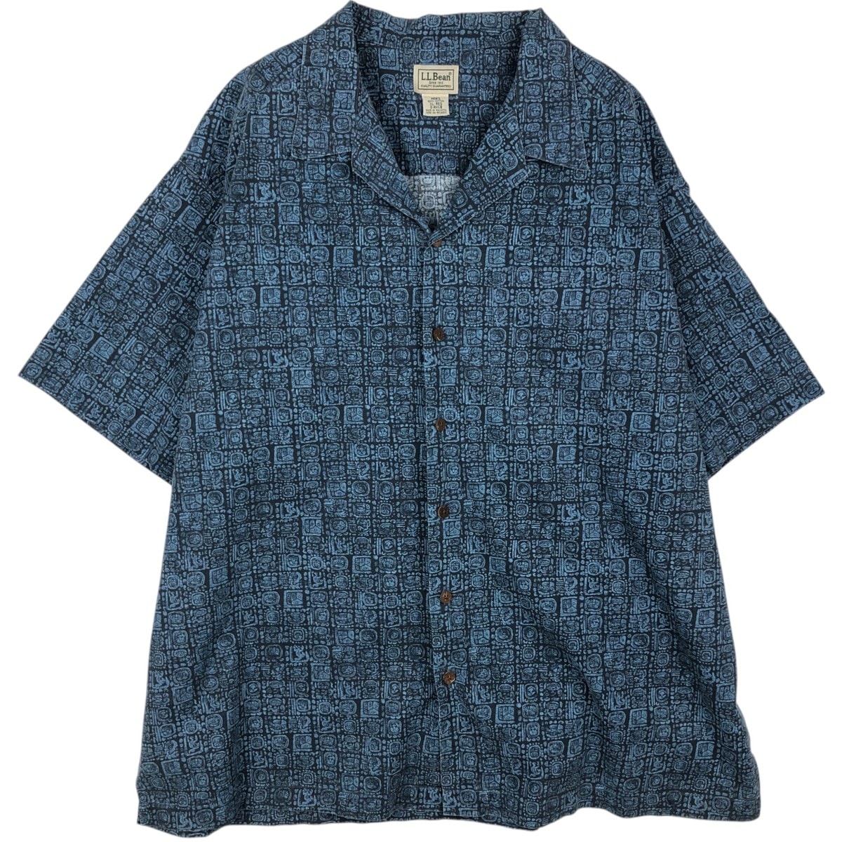 古着 90~00年代 エルエルビーン L.L.Bean 総柄 半袖 オープンカラー コットンシャツ ボックスシャツ メンズXL相当 ヴィンテージ/eaa478044