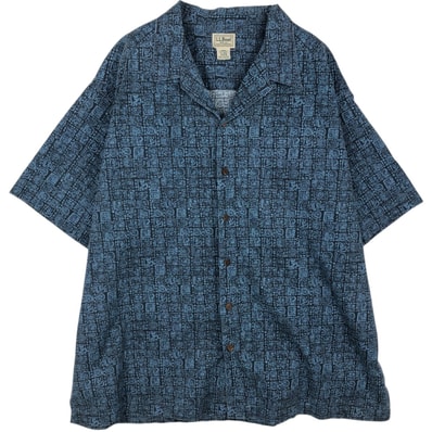 古着 90~00年代 エルエルビーン L.L.Bean 総柄 半袖 オープンカラー コットンシャツ ボックスシャツ メンズXL相当 ヴィンテージ/eaa478044
