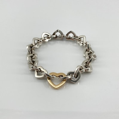 TIFFANY&Co.(ティファニー) ハートリンク Ag925/750 ブレスレット 36.38g シルバー×ゴールド