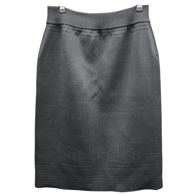 HERMES 極美品 エルメス 23SS ブリッド ドゥ ガラ シルクニット スカート 3E2308D9 シルク 絹 ブラック パンチング サイズ42 ウエストゴム レディース 式典用馬勒 Aランク 中古 鑑定済 エルメススカート