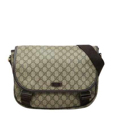 グッチ GGスプリーム 斜め掛け ショルダーバッグ 201732 ベージュ PVC レザー レディース GUCCI 【中古】