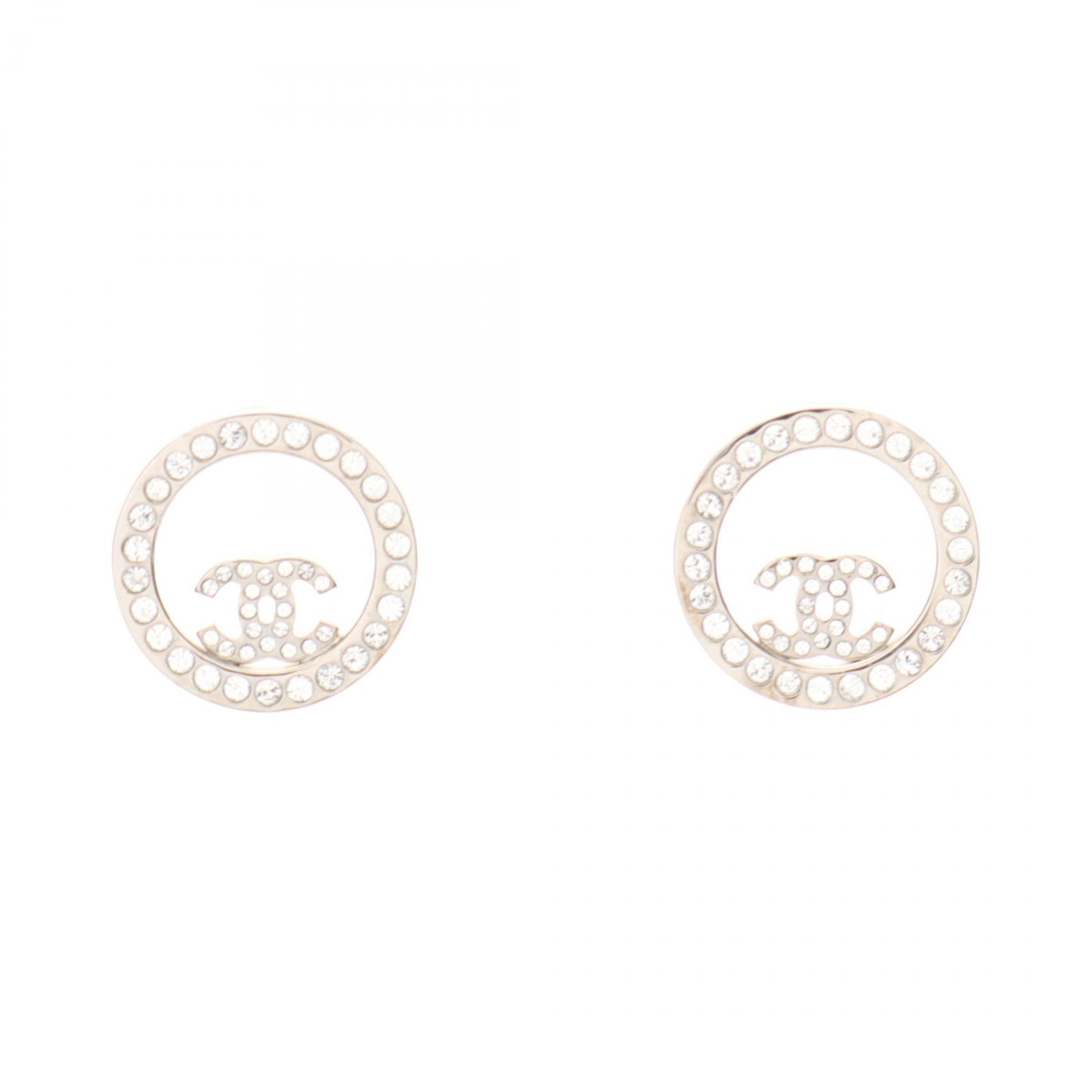 シャネル CHANEL ココマーク B18V ピアス ジュエリー ステンレススチール ラインストーン レディース シルバー系 / クリア系 【中古】