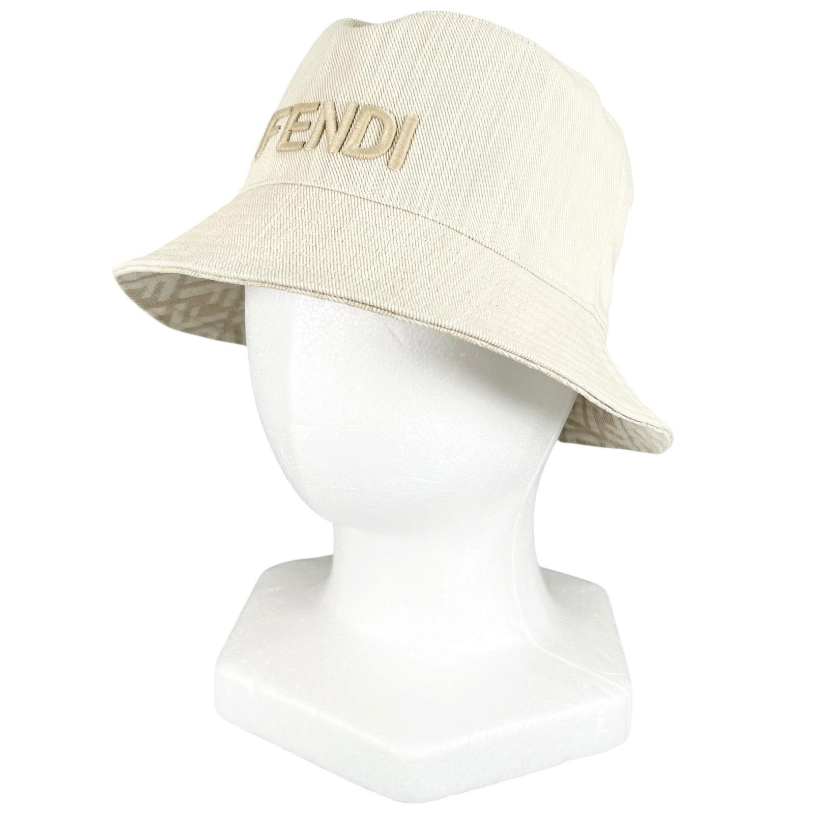 美品 フェンディ ハット アイボリー レディース M FXQ977