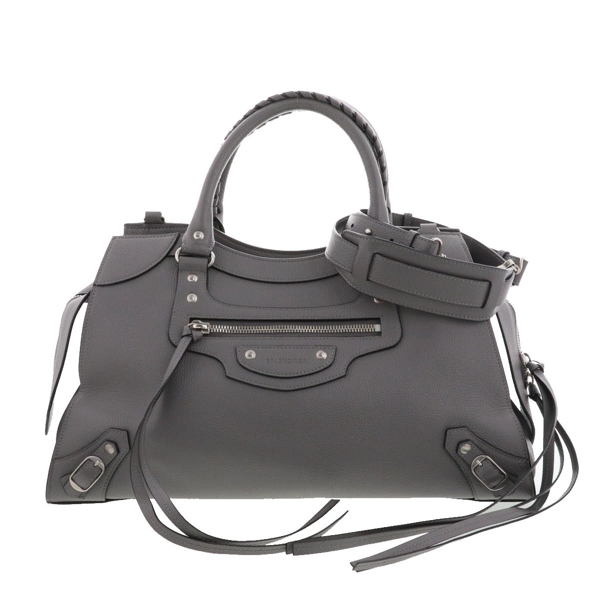 BALENCIAGA バレンシアガ ネオクラシック ハンドバッグ トートバッグ 638470 レザー グレー レディース【中古】