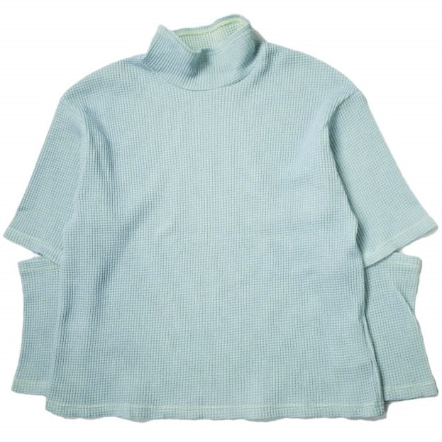 Ray BEAMS レイビームス 23SS 日本製 エルボーオープン ハイネックトップス 61-14-0087-101 Free BLUE ワッフル サーマル カットソー トップス g11152