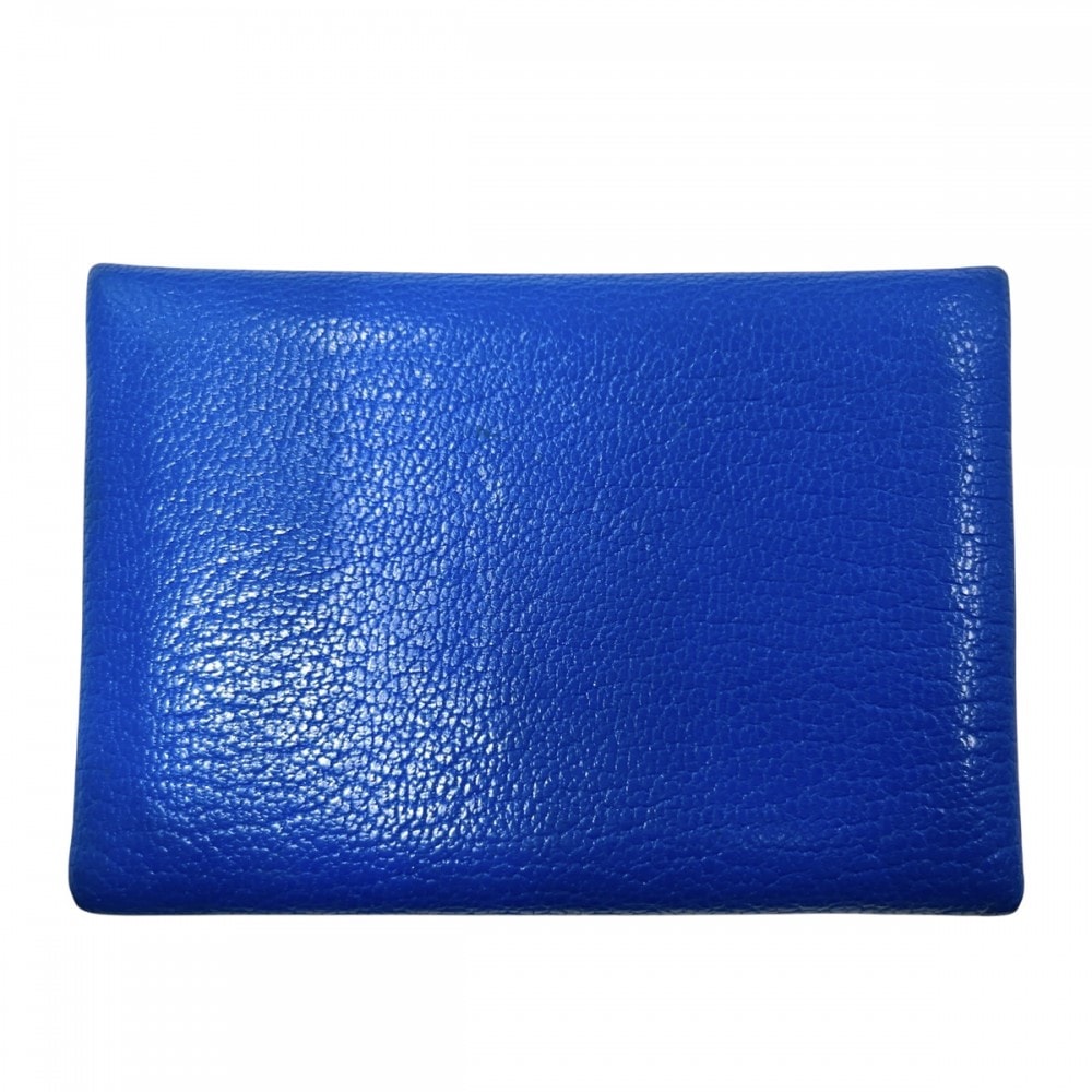 HERMES エルメス コインケース カルヴィ デュオ 小銭入れ カードケース 小物 メンズ レディース 男女兼用 B シェーブル ブルー 青 シルバー金具 ユニセックス 2023年【中古品】