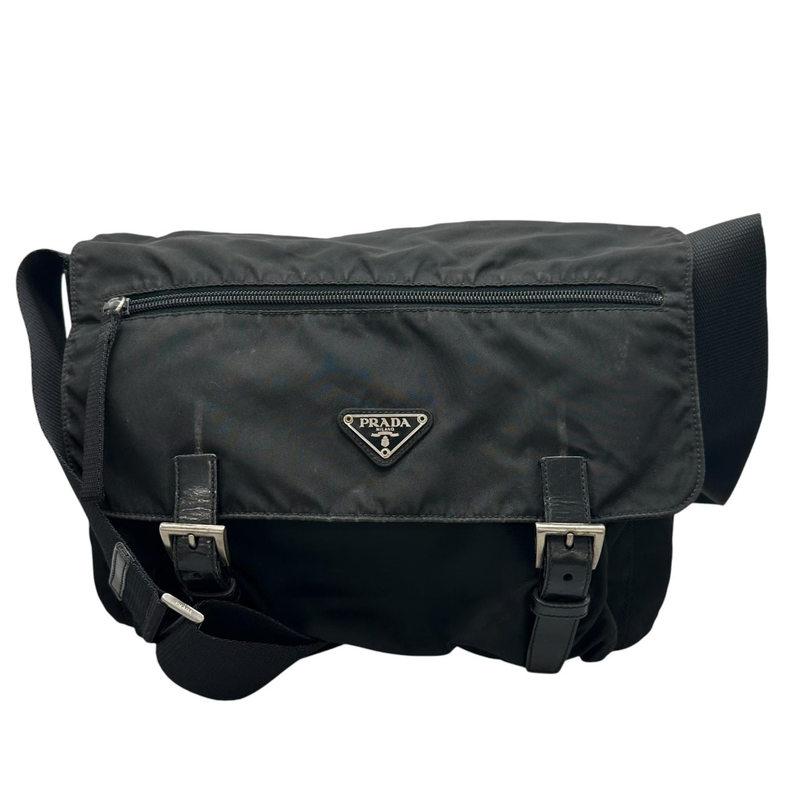 PRADA プラダ トライアングルロゴ ショルダーバッグ ナイロン ブラック ユニセックス【中古】