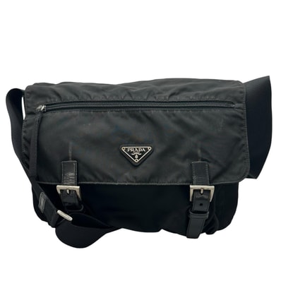 PRADA プラダ トライアングルロゴ ショルダーバッグ ナイロン ブラック ユニセックス【中古】