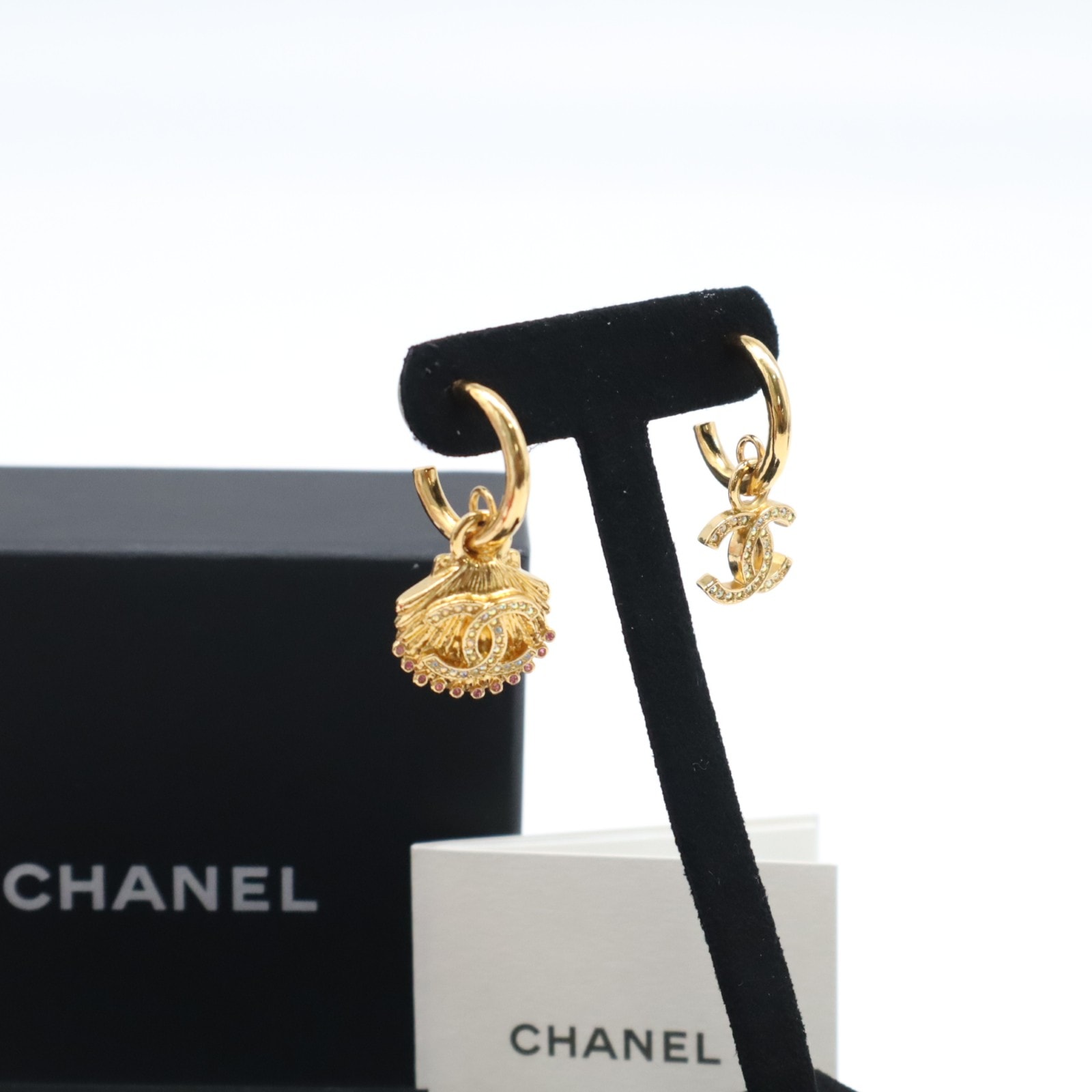 美品 CHANEL シャネル ココマーク ラインストーンピアス GP ピアス ゴールド GP ラインストーン レディース