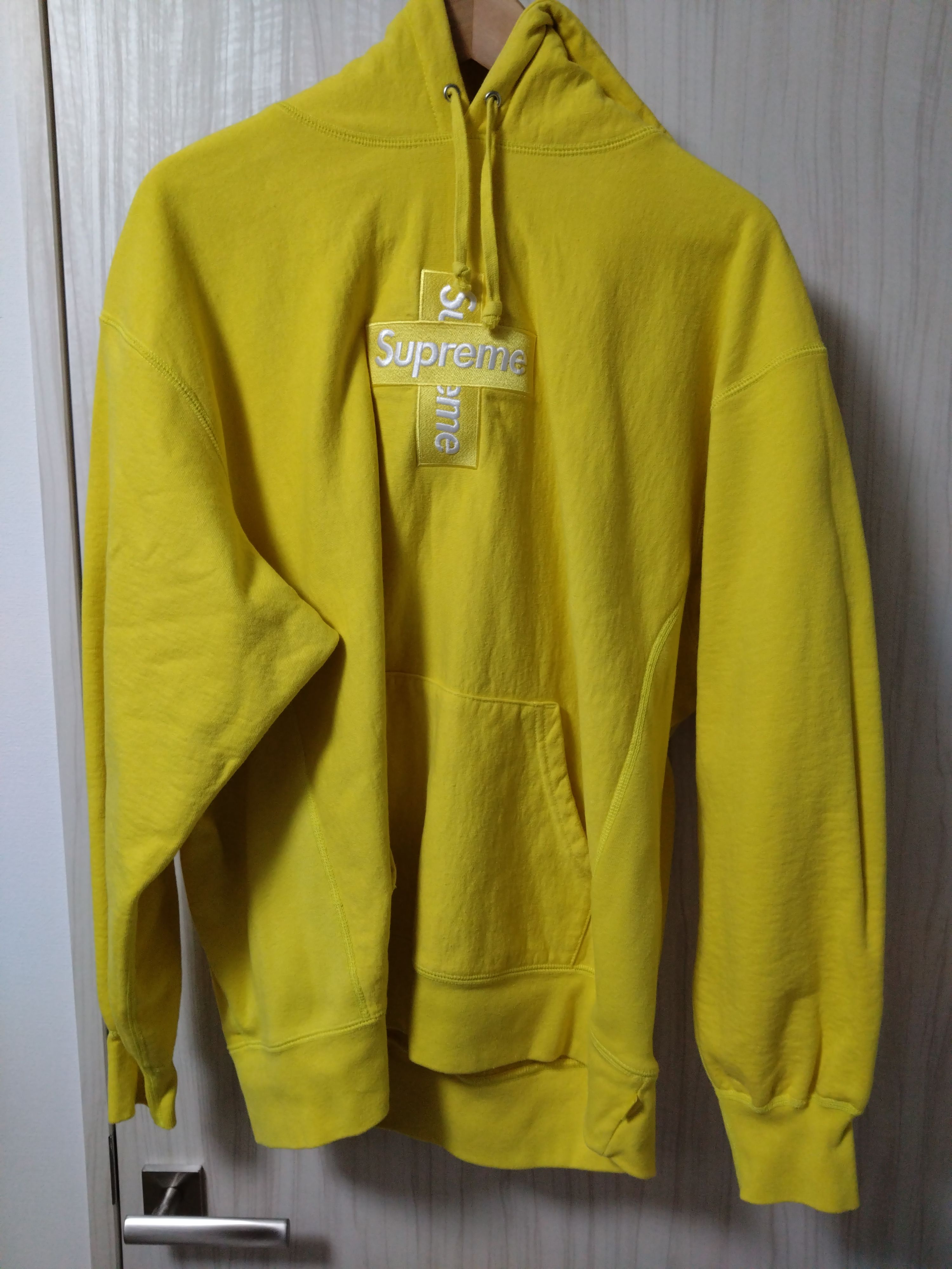 Supreme Cross Box Logo Hooded Sweatshirt "Yellow"