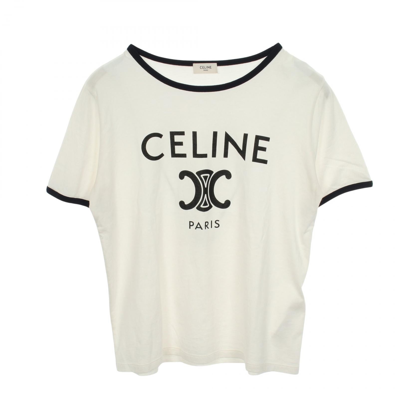 セリーヌ CELINE トリオンフ コットンジャージー カットソー 衣料品 トップス コットン レディース ホワイト系 / ネイビー系 2X872671Q 【中古】