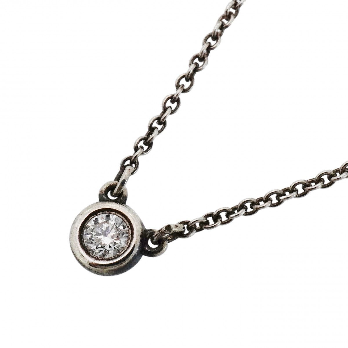 【6jdb0415-21-k】ティファニー ネックレス バイザヤード 1PD シルバー925 ダイヤモンド【中古】レディース