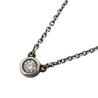 【6jdb0415-21-k】ティファニー ネックレス バイザヤード 1PD シルバー925 ダイヤモンド【中古】レディース