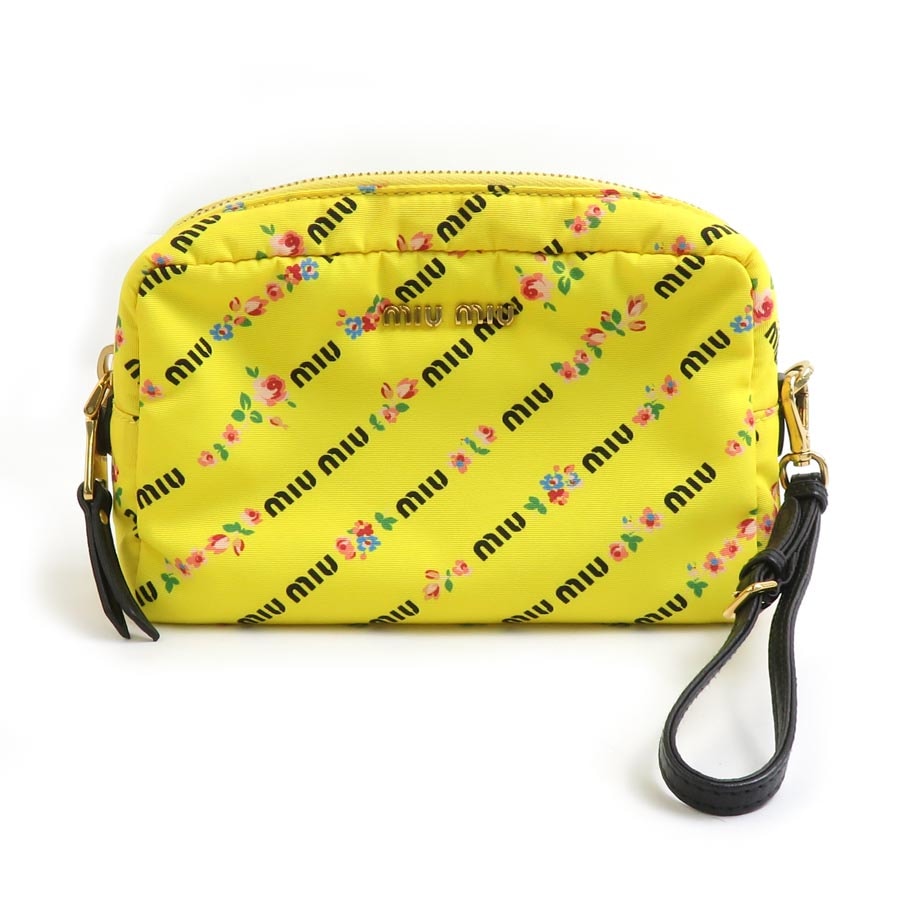 ミュウミュウ MIUMIU ポーチ ナイロン イエロー系 レディース 5NE458【中古】 56133g