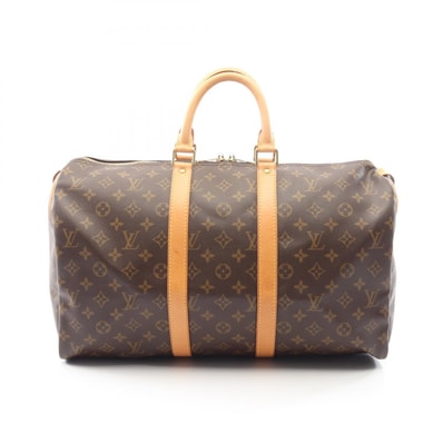 ルイ・ヴィトン LOUIS VUITTON キーポル45 モノグラム ボストンバッグ バッグ PVCコーティングキャンバス レザー メンズ レディース ブラウン系 M41428 【中古】