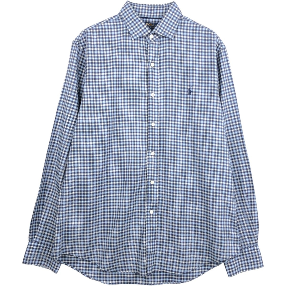 古着 ラルフローレン Ralph Lauren POLO RALPH LAUREN SLIM FIT ワイドカラー 長袖 コットンチェックシャツ メンズL相当/eaa662081