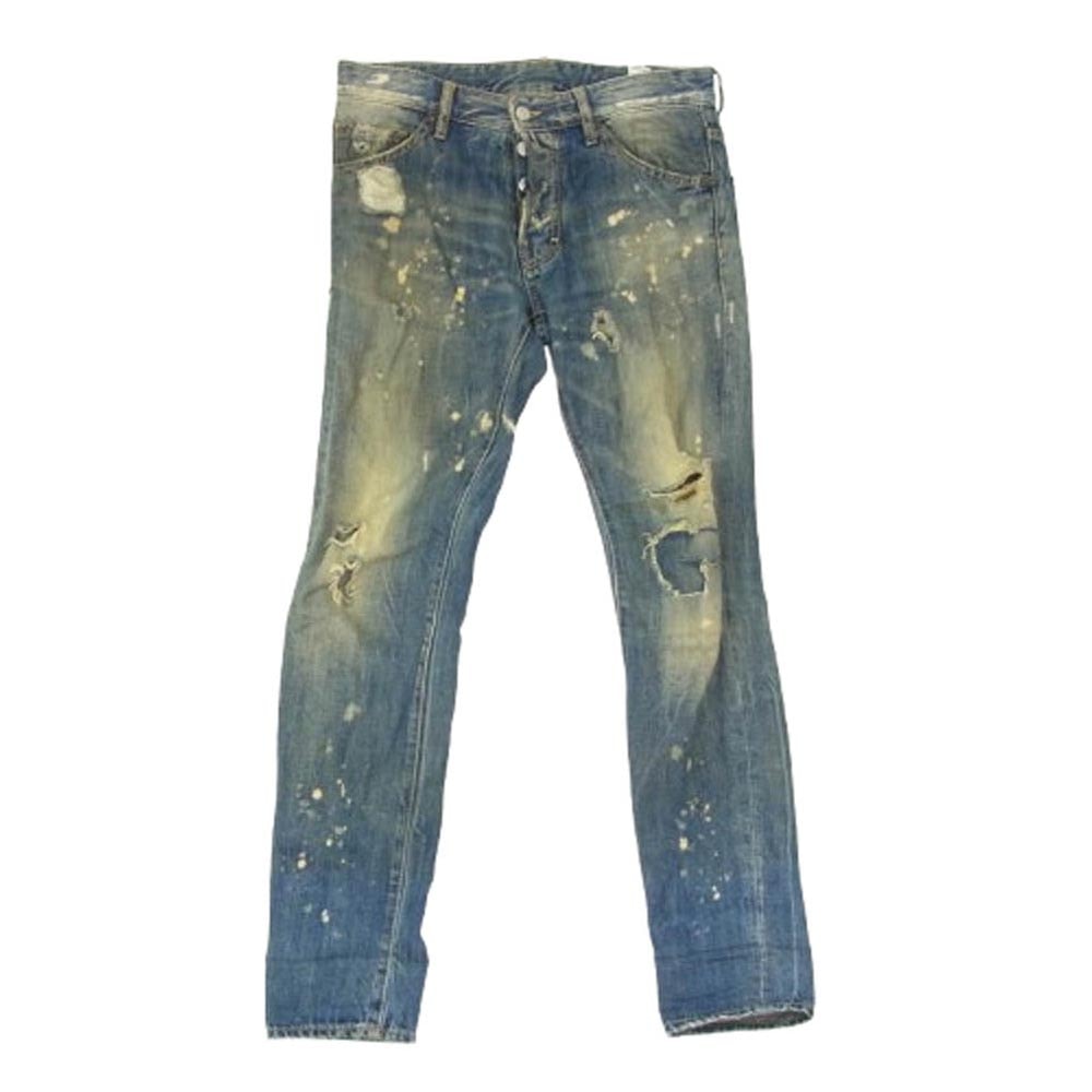 DSQUARED2 ディースクエアード デニムパンツ 15SS S7 4LA0711 S30281 COOL GUY JEAN クール ガイ ジーン ボタンフライ ダメージ加工 デニム パンツ インディゴブルー系 42【中古】