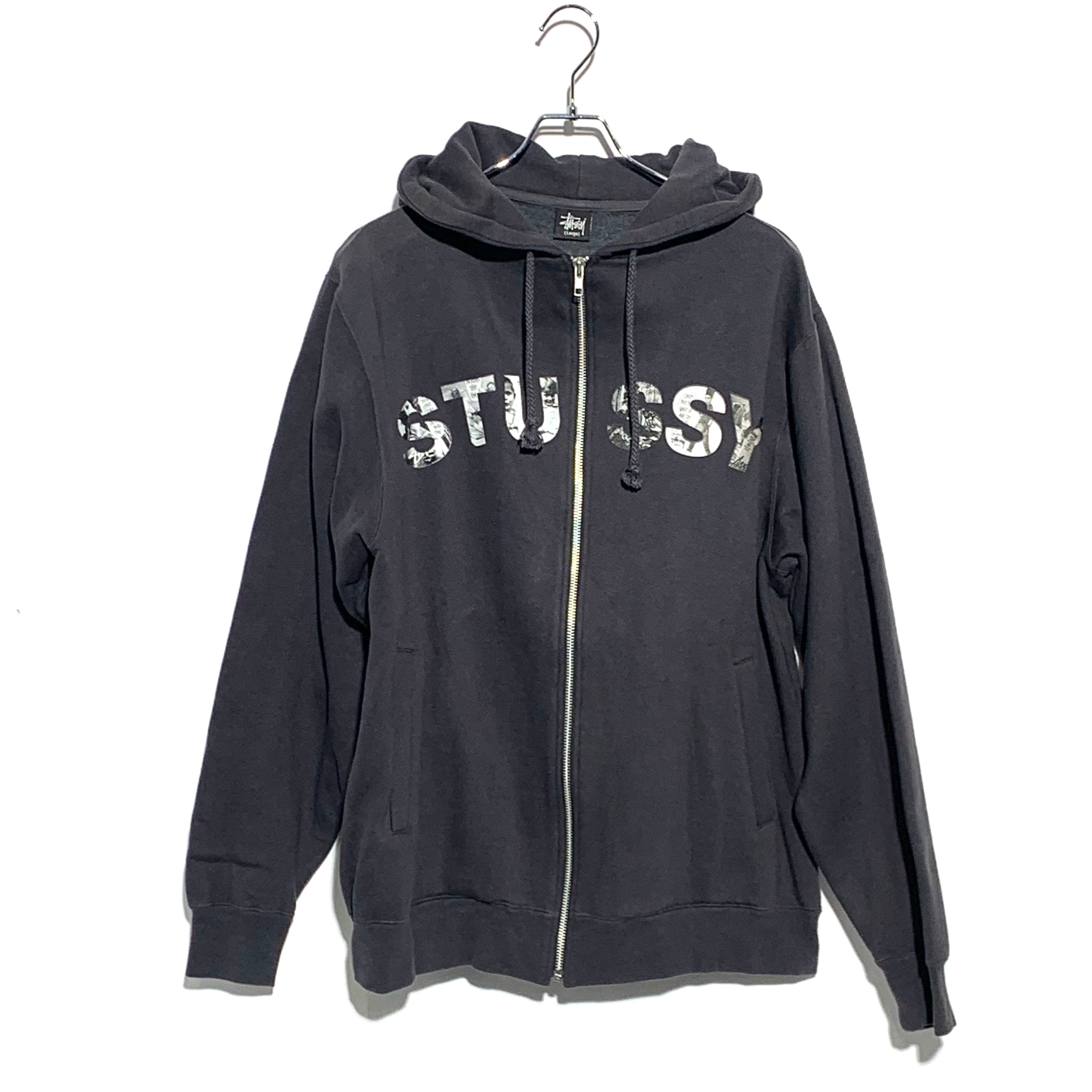 STUSSY inner design zip up hoodie Black