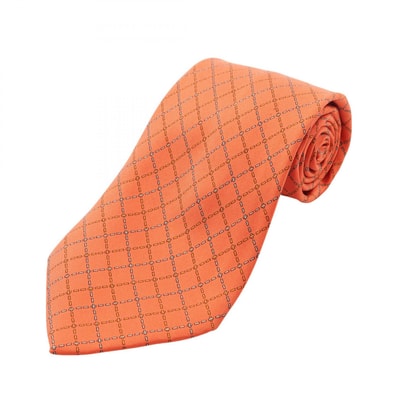 エルメス HERMES 格子柄 ネクタイ 衣料品 シルク シルク オレンジ メンズ オレンジ系 / マルチカラー 【中古】