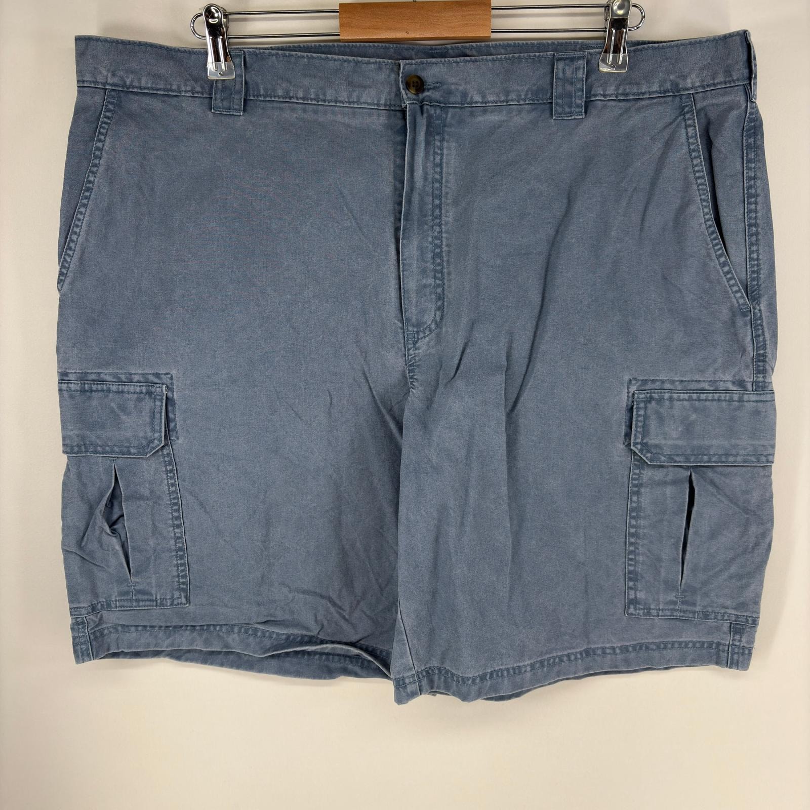 古着 エルエルビーン L.L.Bean ショートパンツ カーゴ ジップ サイドポケット ショーツ ハーフパンツ w42  ブルー系 無地 メンズ