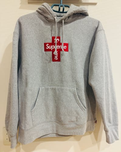 Supreme Cross Box Logo Hooded Sweatshirt "Grey"