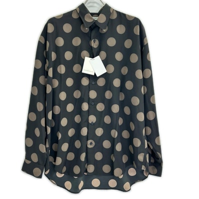 ジョンローレンスサリバン 3A004-0219-16 ブラック ブラウン ドットシャツ 46