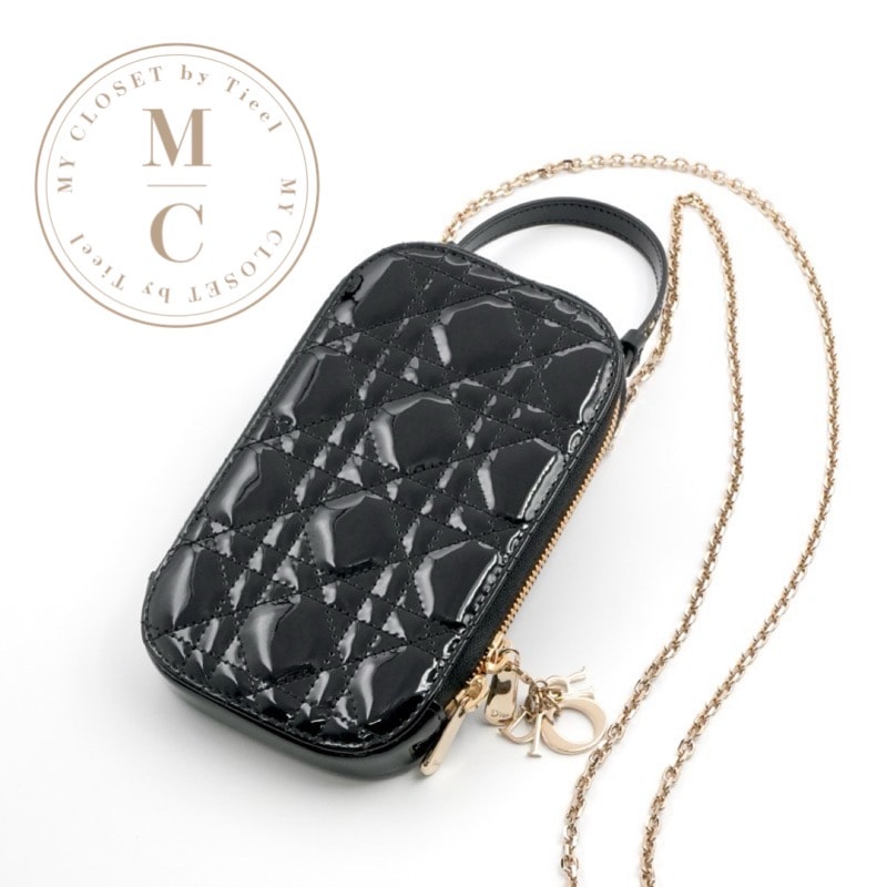 クリスチャンディオール CHRISTIAN DIOR バッグ ショルダーバッグ ブラック 黒 ゴールド レディディオール カナージュ Call'in Dior フォンホルダーフォンケース モバイルポーチ ポシェット